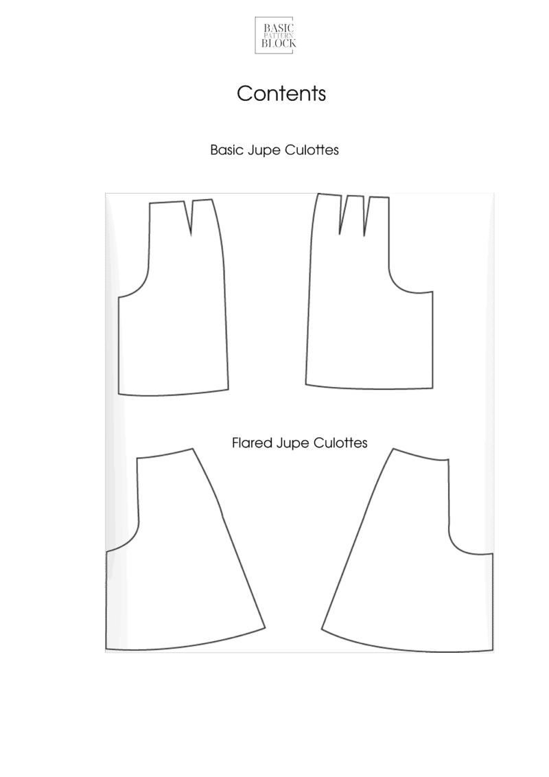 2 Jupe Culottes | Sewing Pattern Block | XS - 6XL - Basic Pattern Block