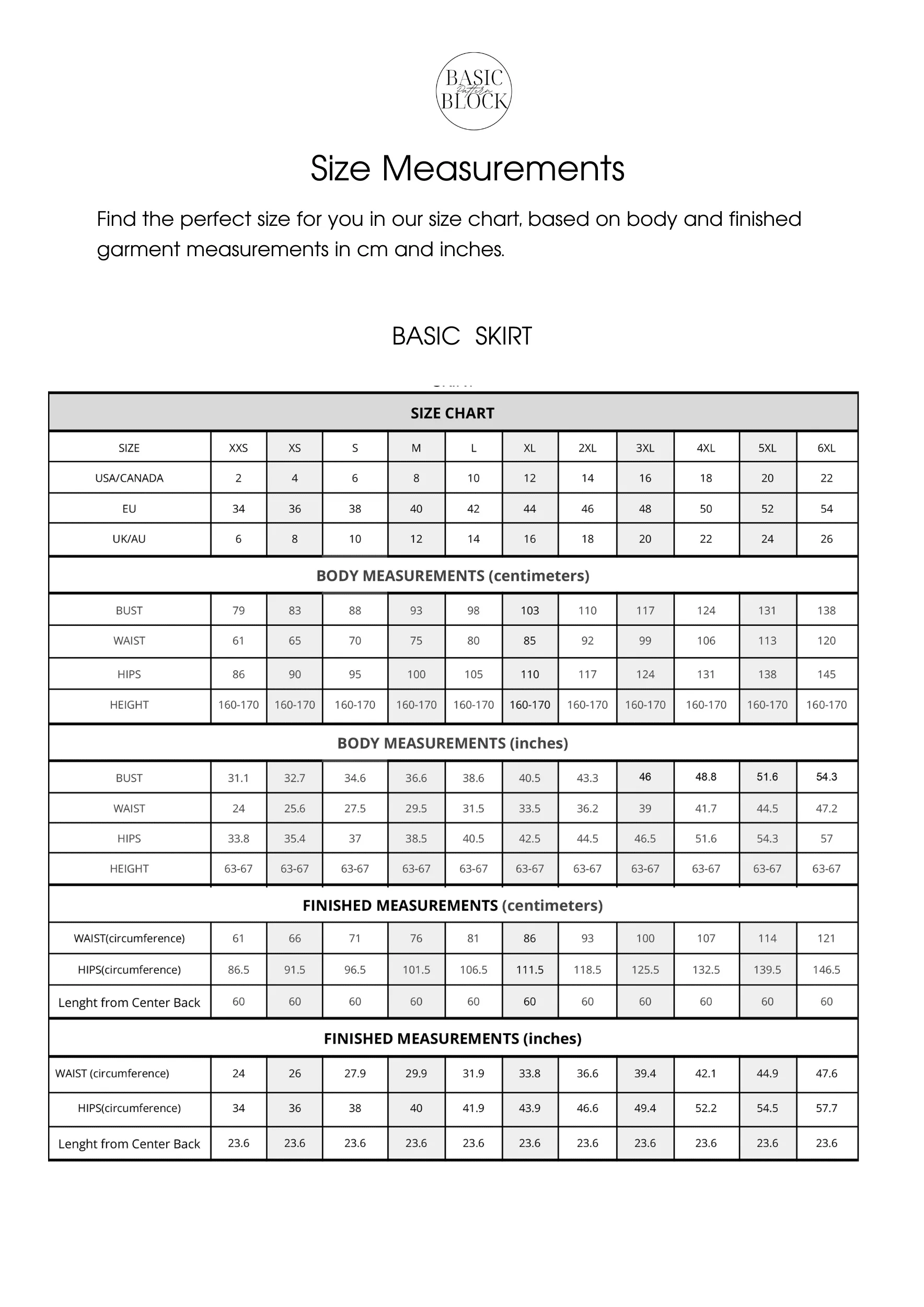 5 Basic Women Sewing Pattern Block | Woven | XXS-6XL - Basic Pattern Block