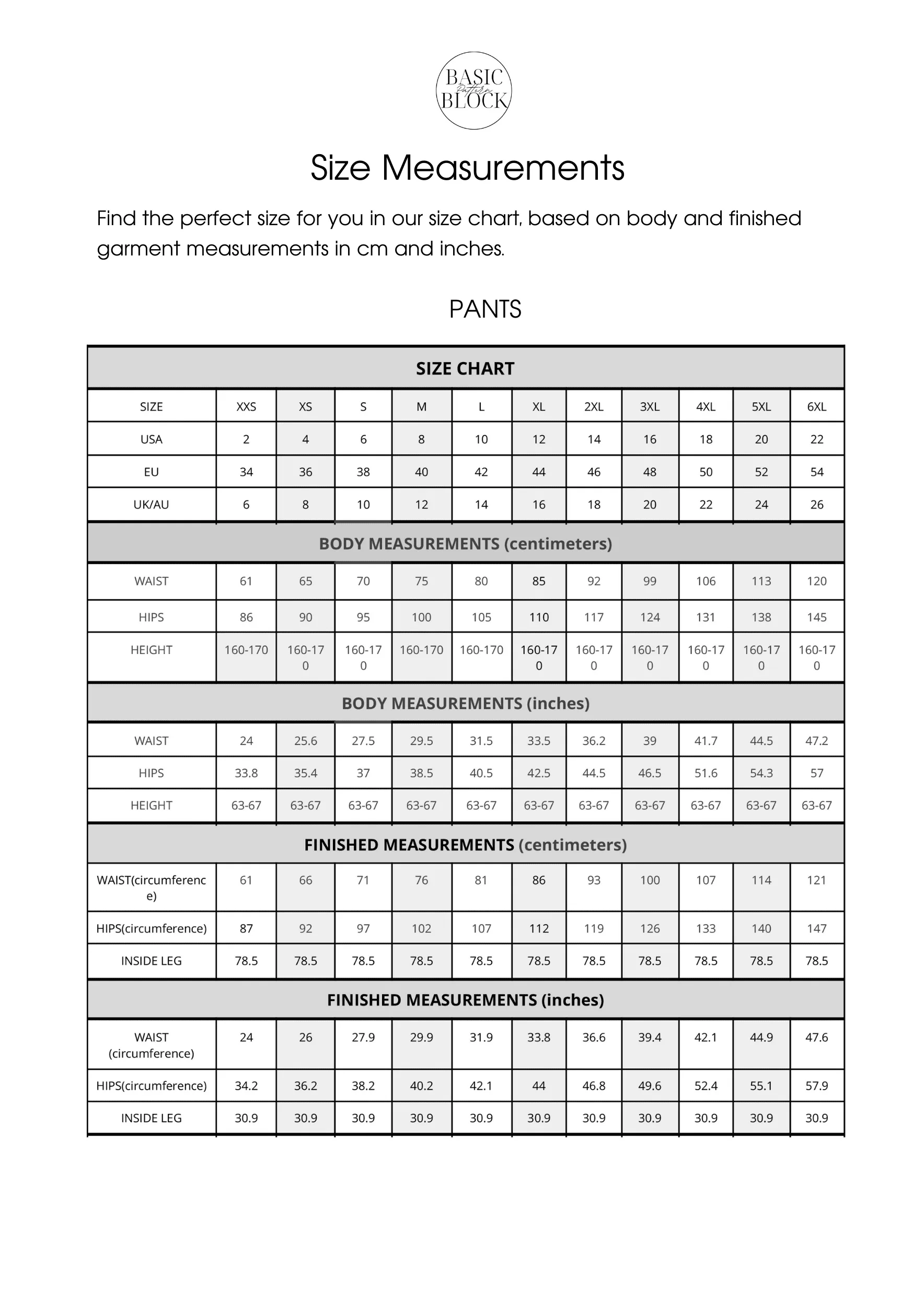 5 Basic Women Sewing Pattern Block | Woven | XXS-6XL - Basic Pattern Block