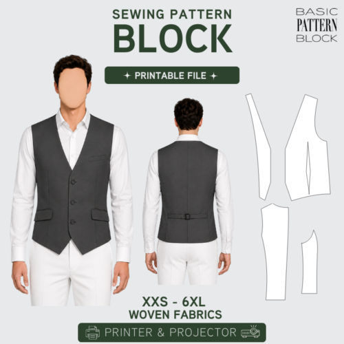 Men's Waistcoat Sewing Pattern Block | | Basic Pattern Block
