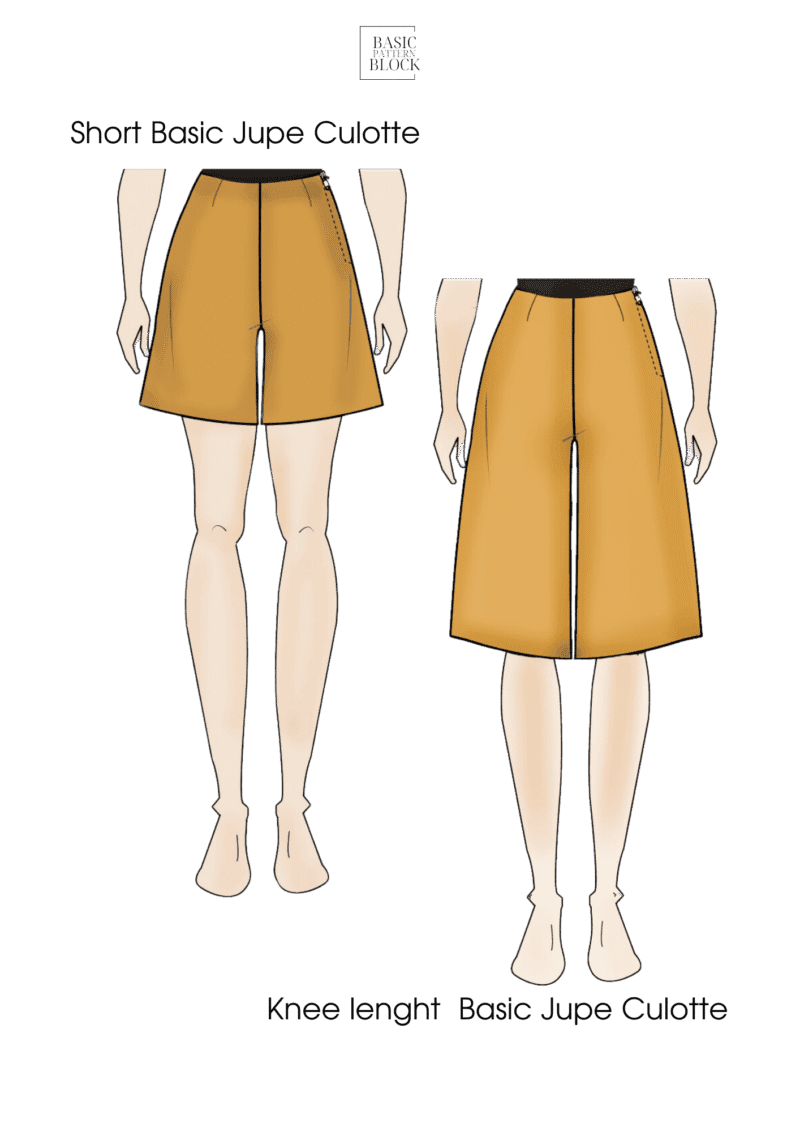 2 Jupe Culottes | Sewing Pattern Block | XS - 6XL - Basic Pattern Block