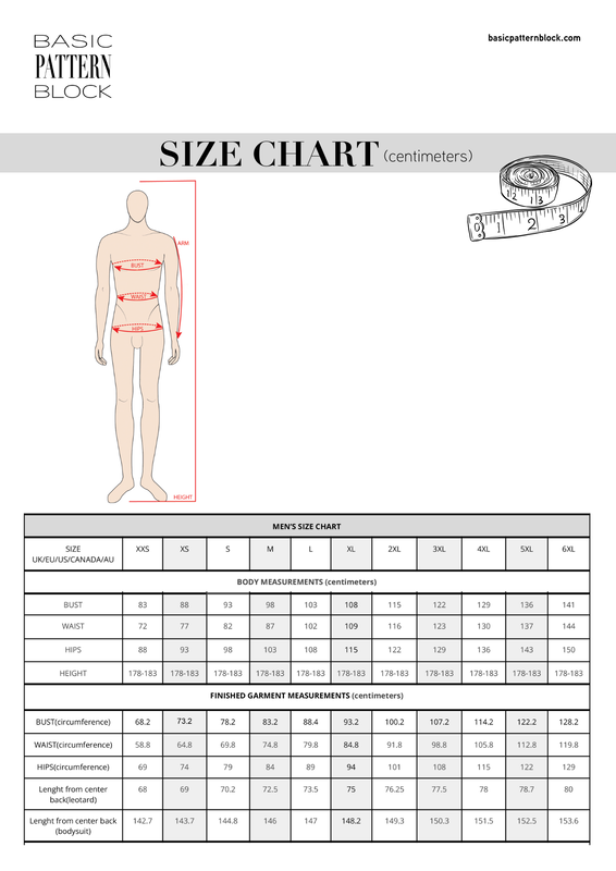 Men’s Catsuit Pattern Block – Printable + Projector PDF - Image 6