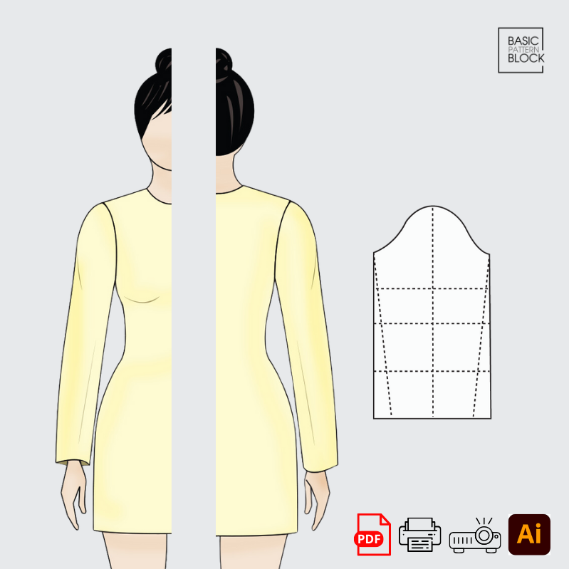 Basic Straight Sleeve | 4 Length | Sewing Pattern Block | XXS-6XL