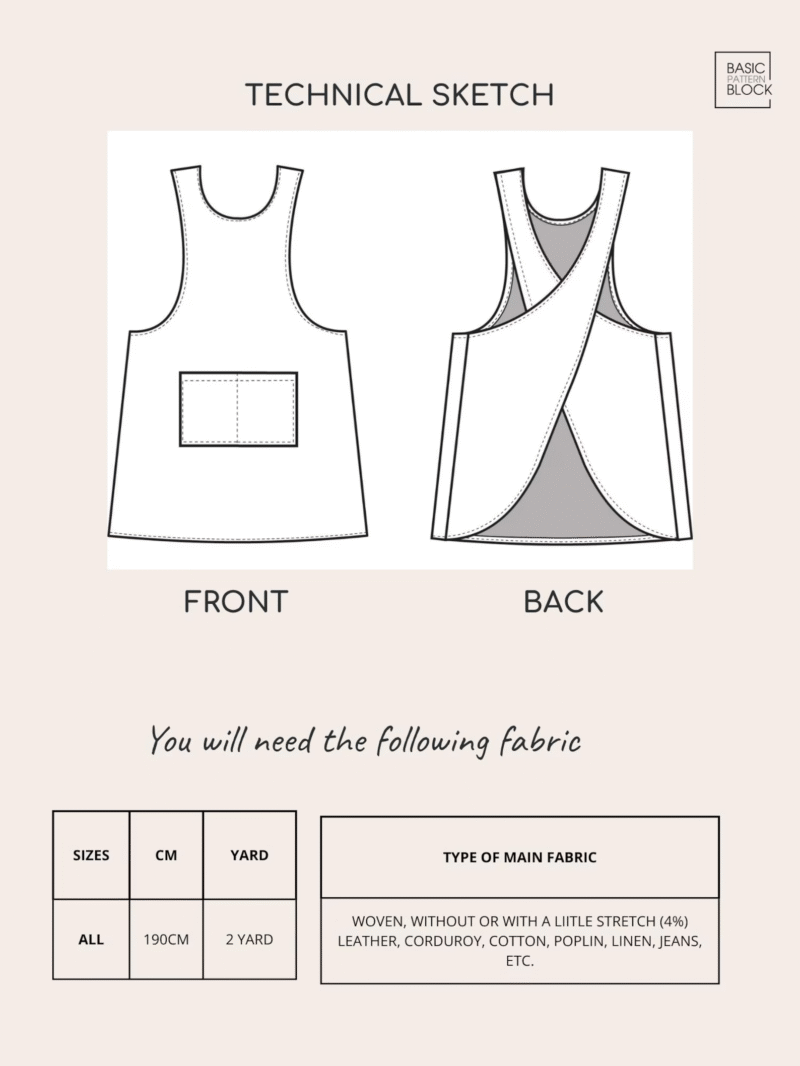 Versatile Cross-Back Apron PDF Sewing Pattern | All Sizes - Image 7