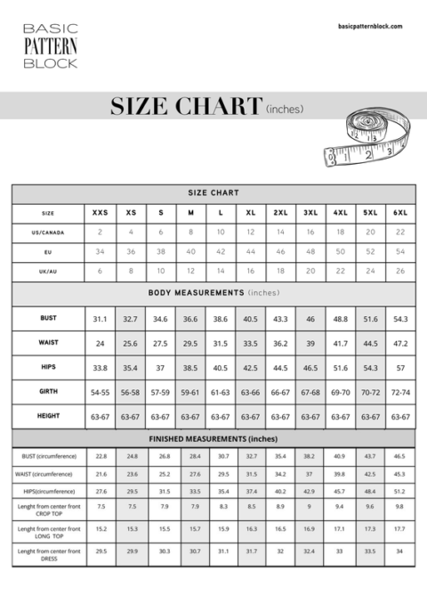 Strapless Tube Dress Sewing Pattern | Knit | Basic Pattern Block