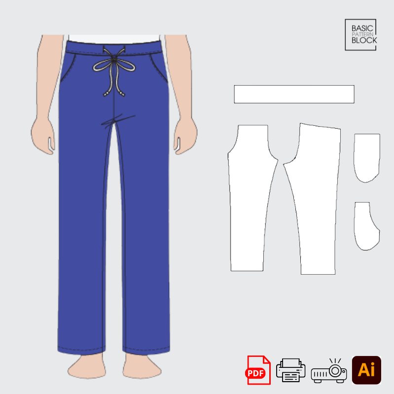 Children Jogger Pants Sewing Pattern Block | Knitted | Age 6-16