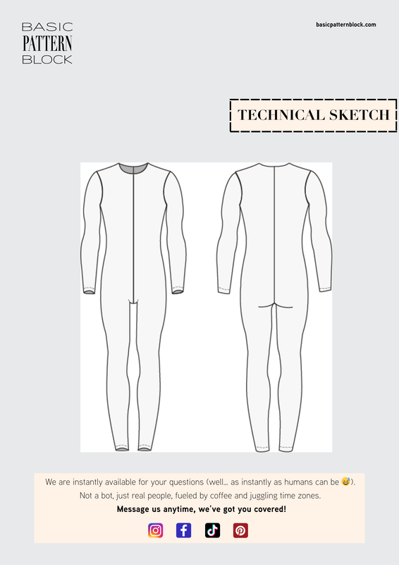 Men’s Catsuit Pattern Block – Printable + Projector PDF - Image 9