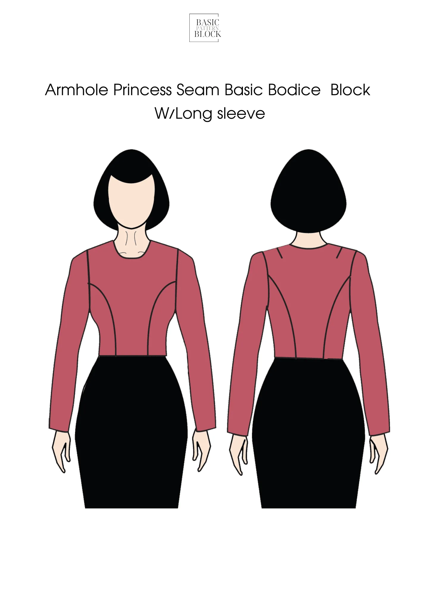 Armhole Princess Seam Bodice | Sewing Pattern Block | XXS-6XL - Basic Pattern Block