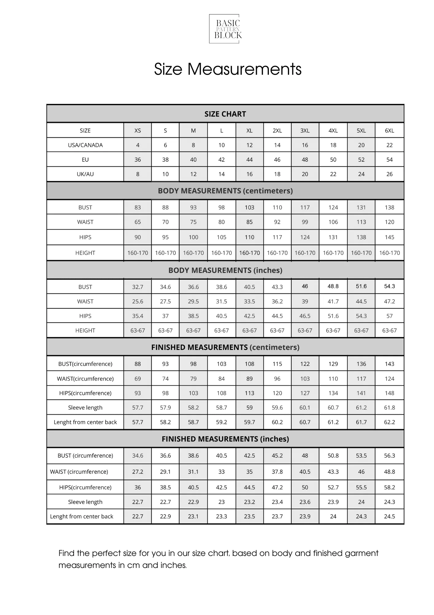 Armhole Princess Seam Bodice | Sewing Pattern Block | XXS-6XL - Basic Pattern Block