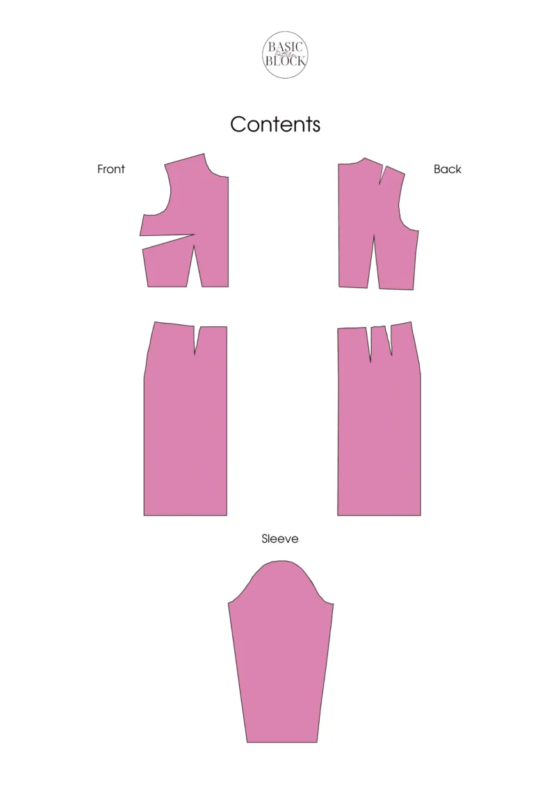 Longsleeve Midi Length Dress Sewing Pattern Block | XS- 6XL | Woven - Basic Pattern Block