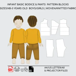 Newborn Bodice & Pants Pattern | 0-3M | Woven & Knit Fabrics