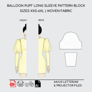 Balloon Puffy Long Sleeve | Sewing Pattern Block | XXS-6XL