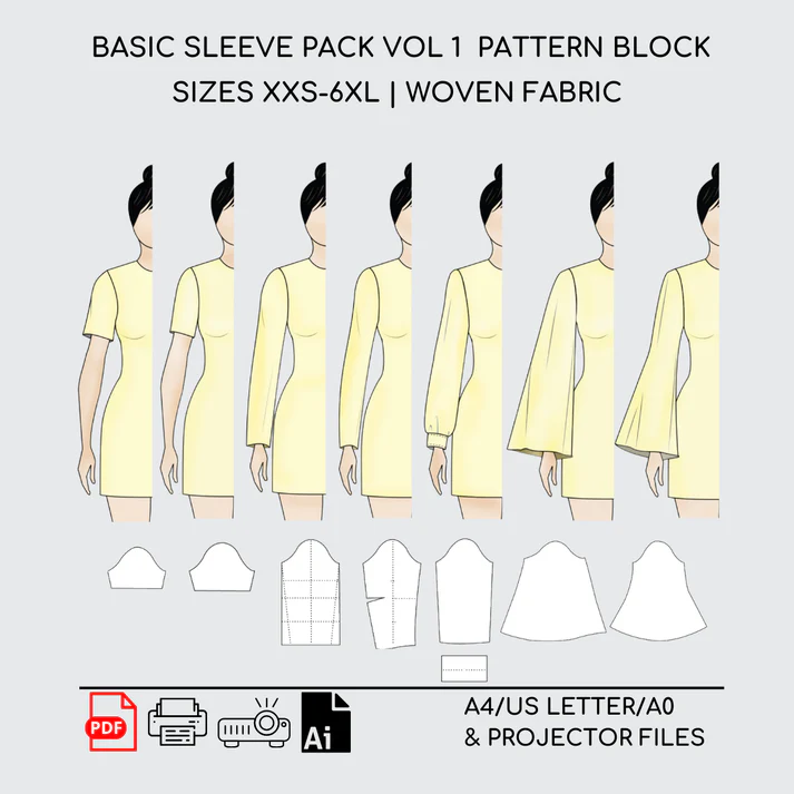 Ultimate Sleeve Sewing Pattern Block Pack Vol 1 - XXS-6XL