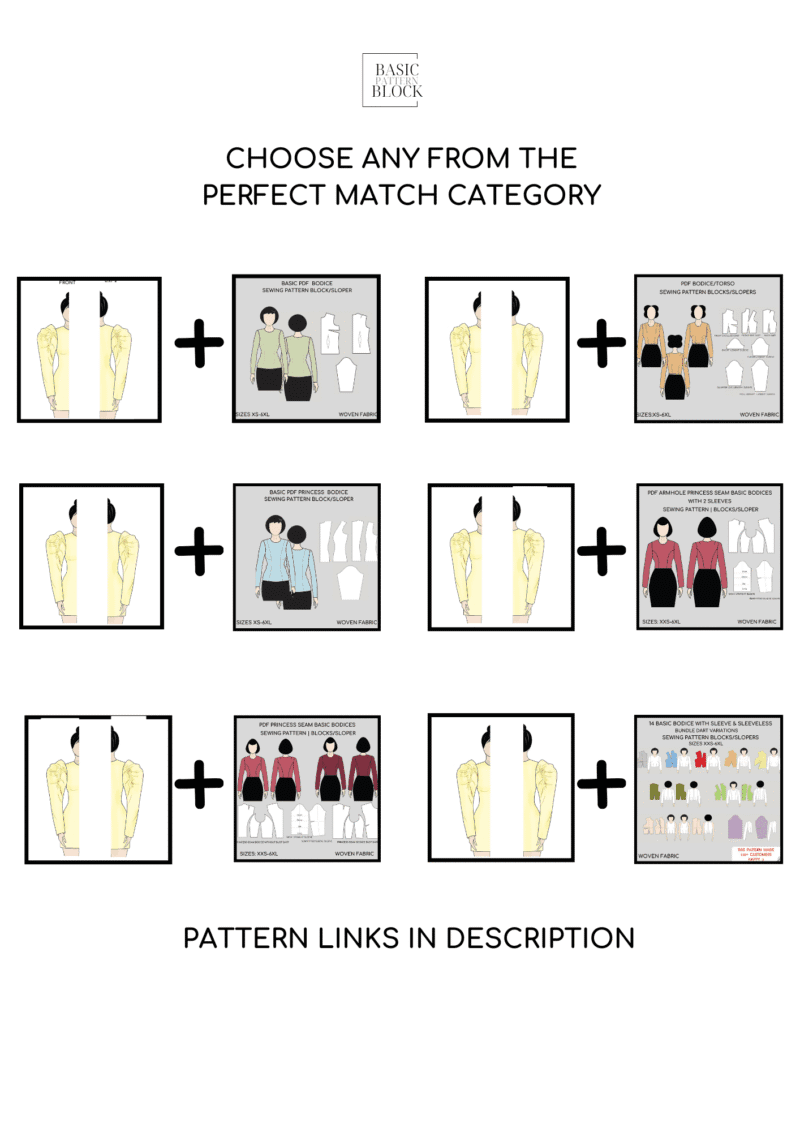 Balloon Puffy Long Sleeve | Sewing Pattern Block | XXS-6XL - Basic Pattern Block