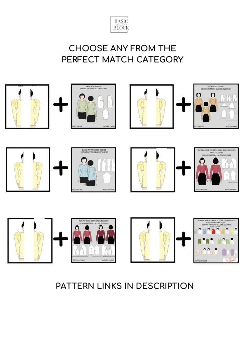 Balloon Puffy Long Sleeve | Sewing Pattern Block | XXS-6XL - Basic Pattern Block