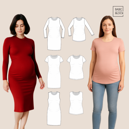 Maternity Shirred Dress | Knitted | Sewing | Basic Pattern Block