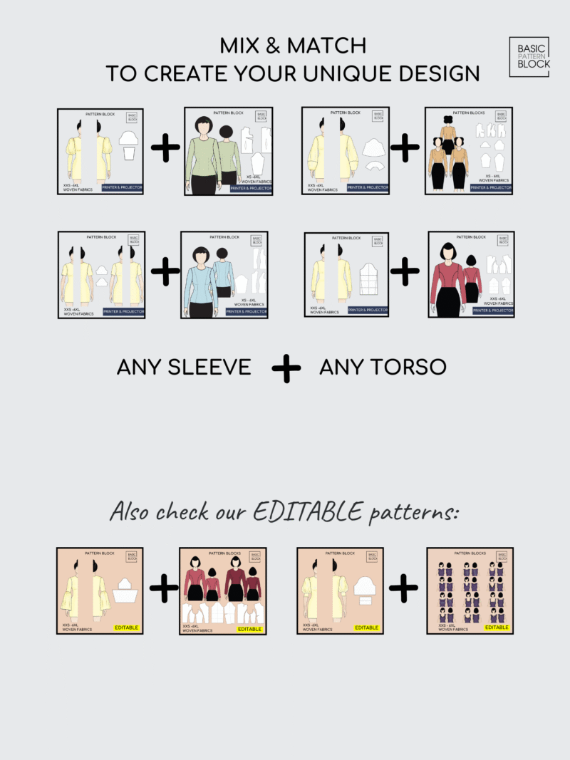bella baxter bolero sleeve sewing pattern block