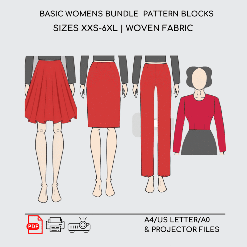 5 Basic Women Sewing Pattern Block | Woven | XXS-6XL