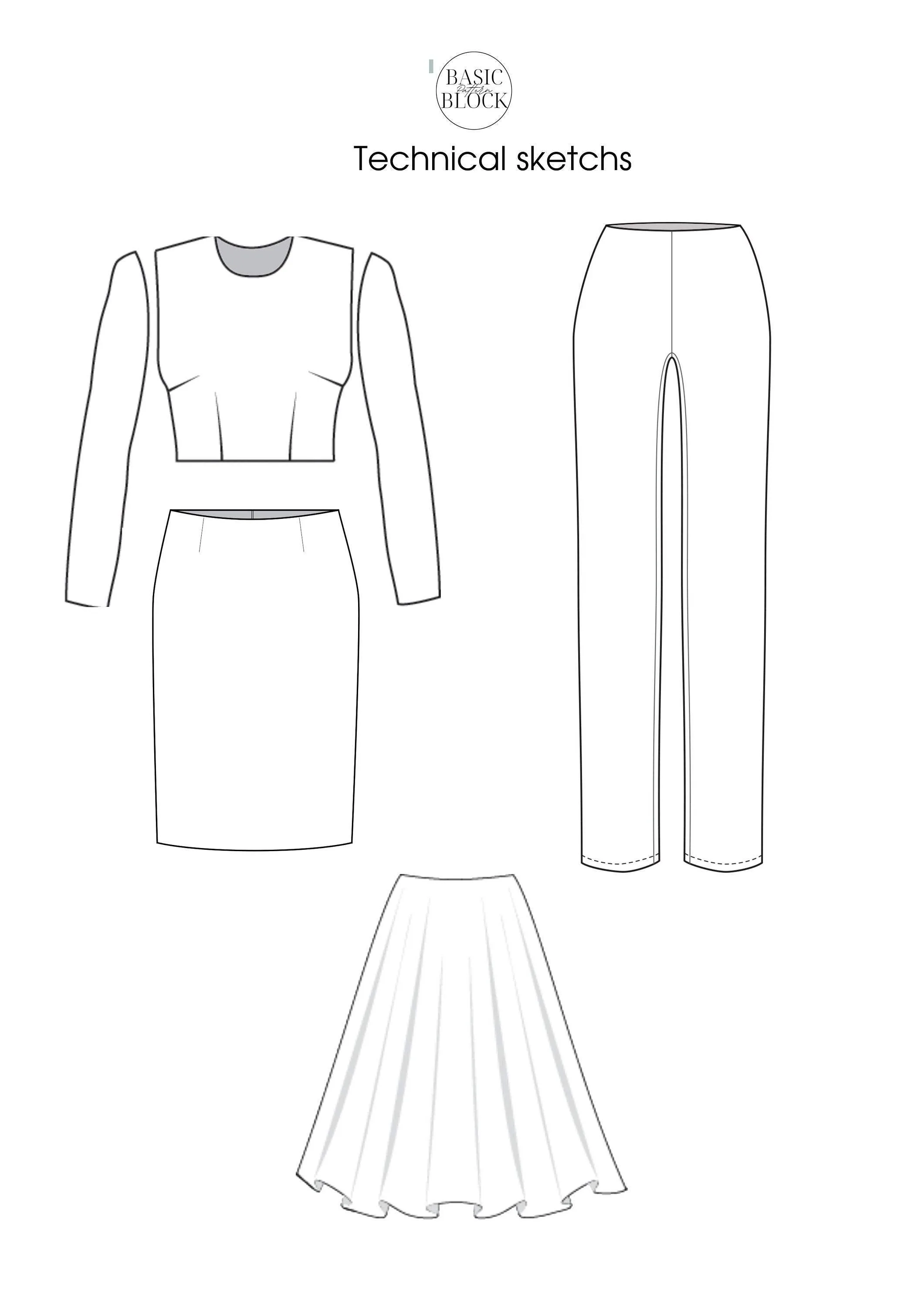 5 Basic Women Sewing Pattern Block | Woven | XXS-6XL - Basic Pattern Block