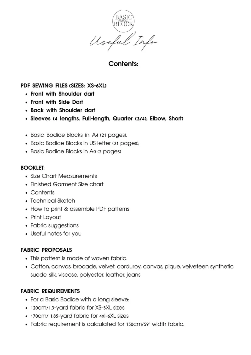 Women's Basic Bodice / Torso Pattern Block XS-6XL - Image 9