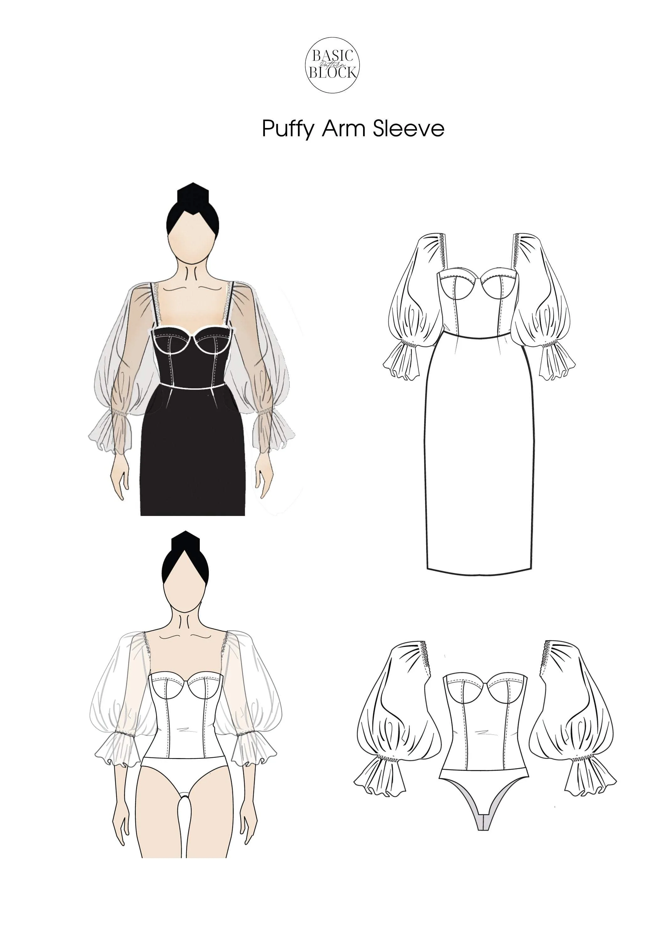5 Corset Bodice Sewing Patterns Blocks | Woven | BUNDLE | XS-3XL - Basic Pattern Block