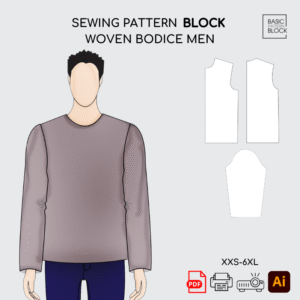 men woven bodice sewing pattern block man blouse slopper