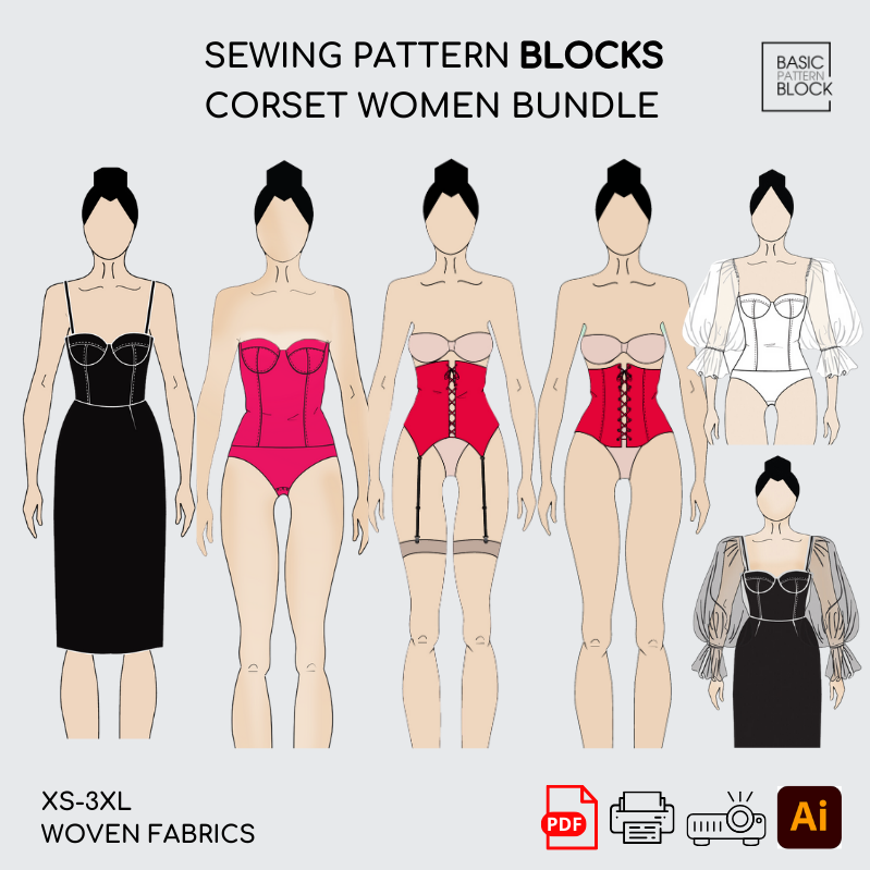 corset patterns block women dress bustier top feminine dress slopper