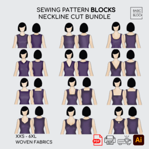 women neckline variations bodice woven fabrics sewing pattern blocks