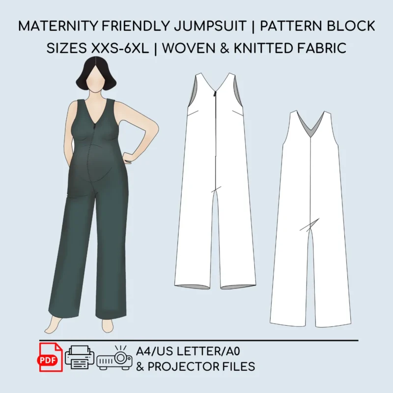 Maternity Jumpsuit PDF Pattern | Wide-Leg Sleeveless Playsuit