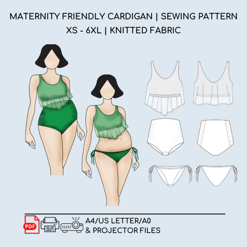 Maternity Swimwear Sewing Pattern | Tankini & Bikini Designs | XS-6XL