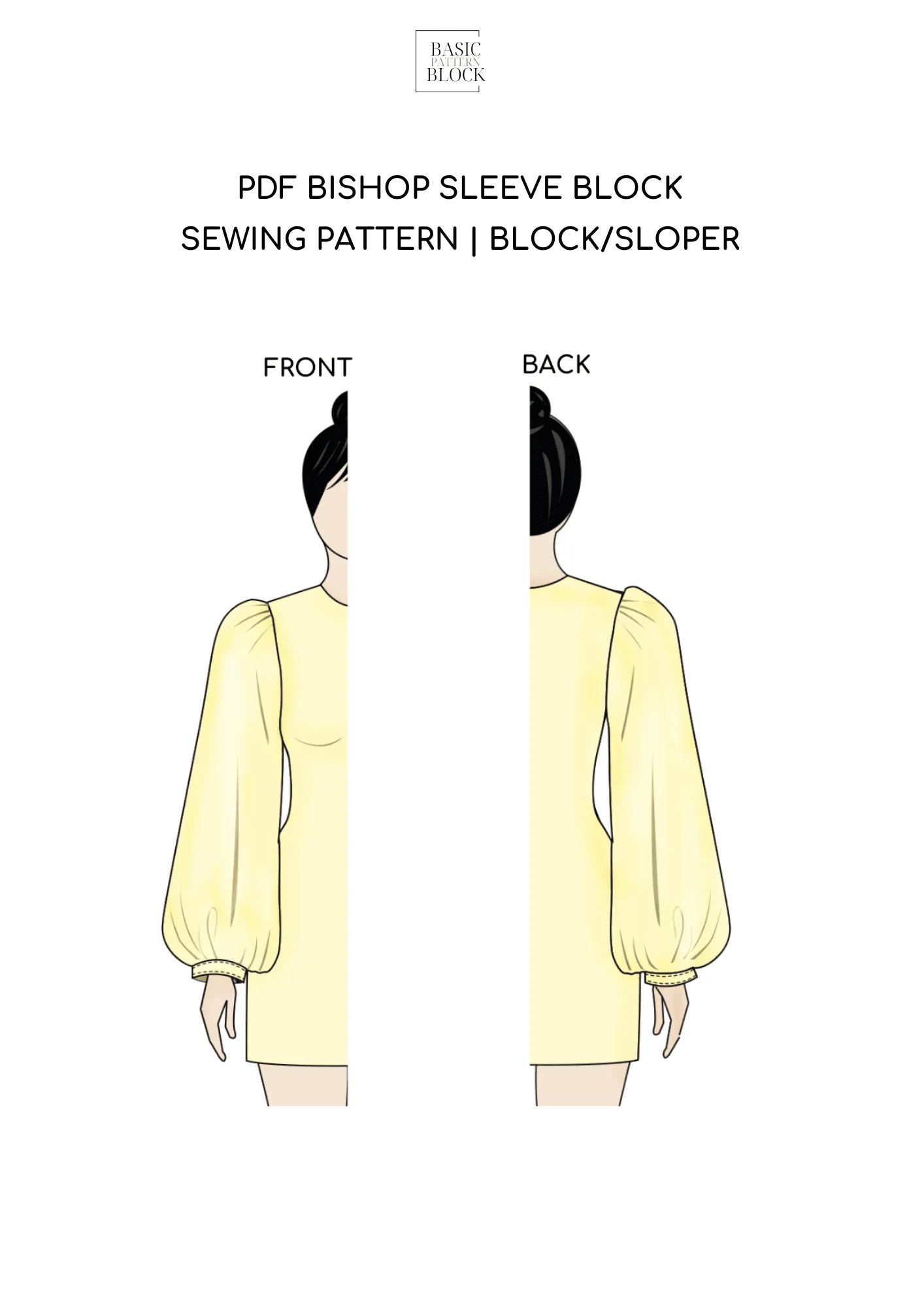 Bishop Sleeve | Sewing Pattern Block | XXS-6XL - Basic Pattern Block