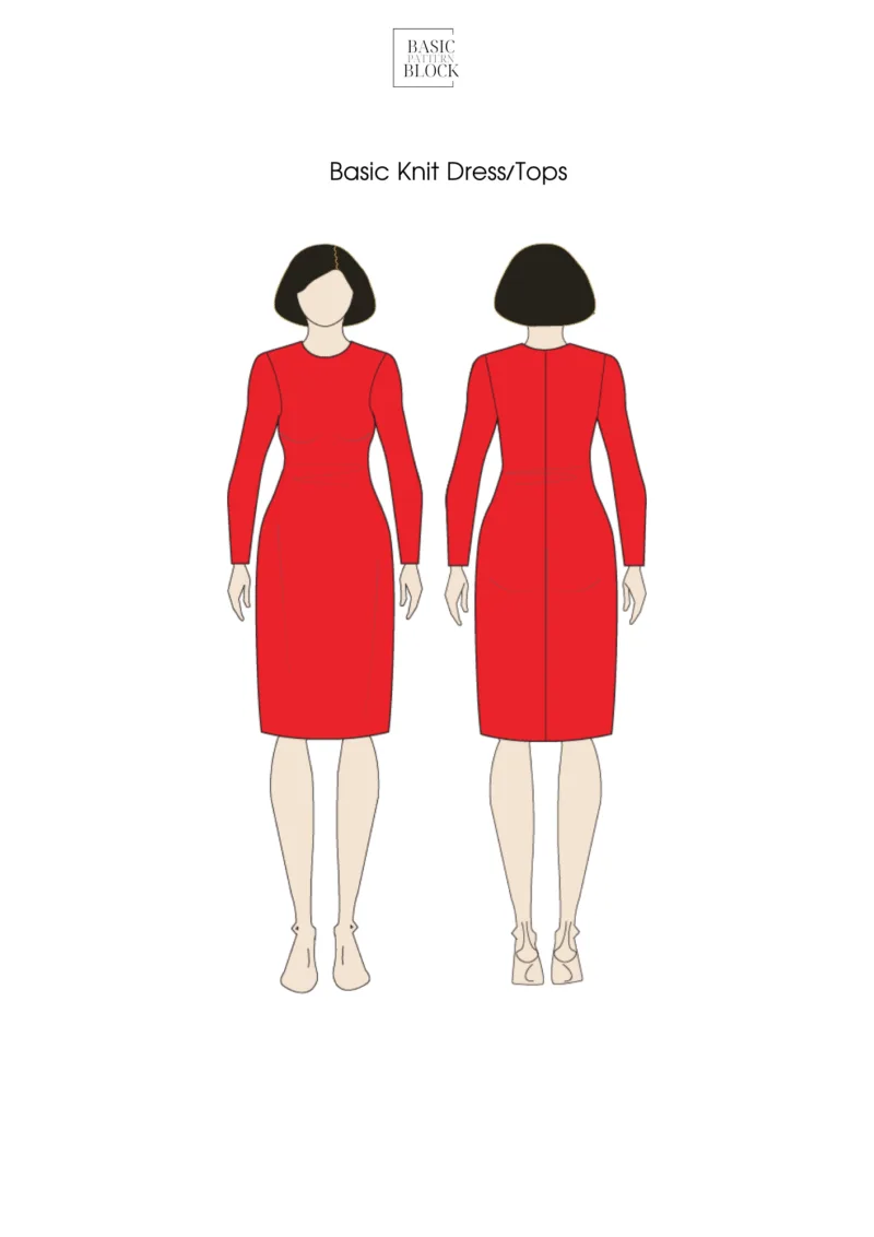Basic Knit Dress | Sewing Pattern Block | Knitted | XXS-6XL - Image 4