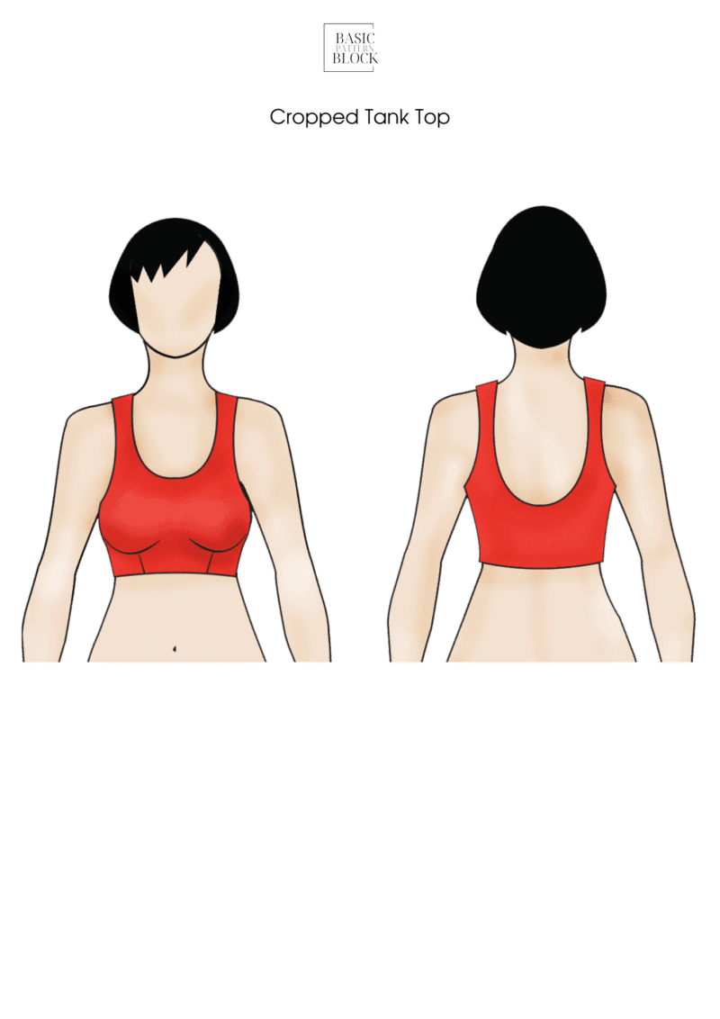 Cropped Tank Top Sewing Pattern Block | Knitted| XXS-6XL - Image 4