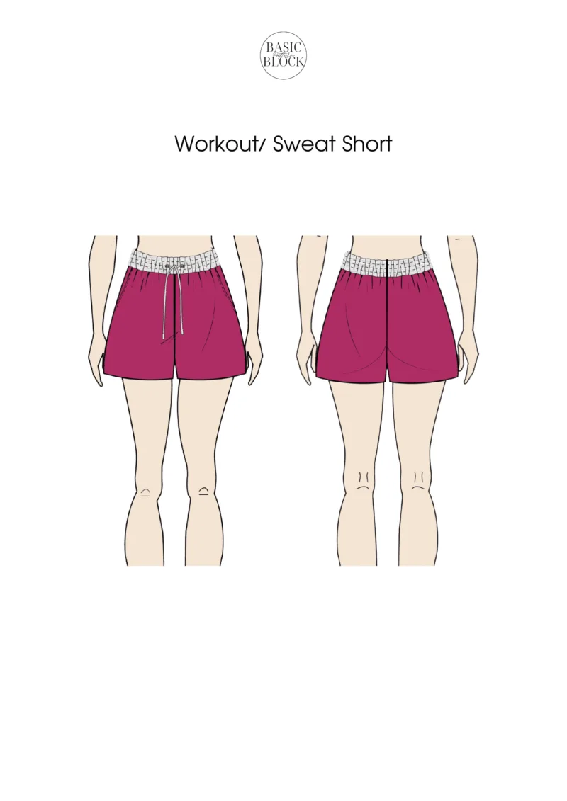 Workout Sweat Shorts | Sewing Pattern Block | Knitted | XXS-3XL - Basic Pattern Block