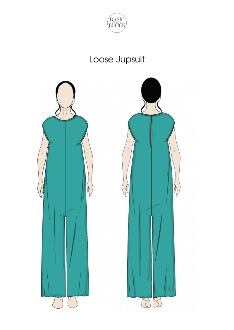 Loose Jumpsuit with Pockets | Sewing Pattern Block | Woven & Knitted | XS-6XL - Basic Pattern Block