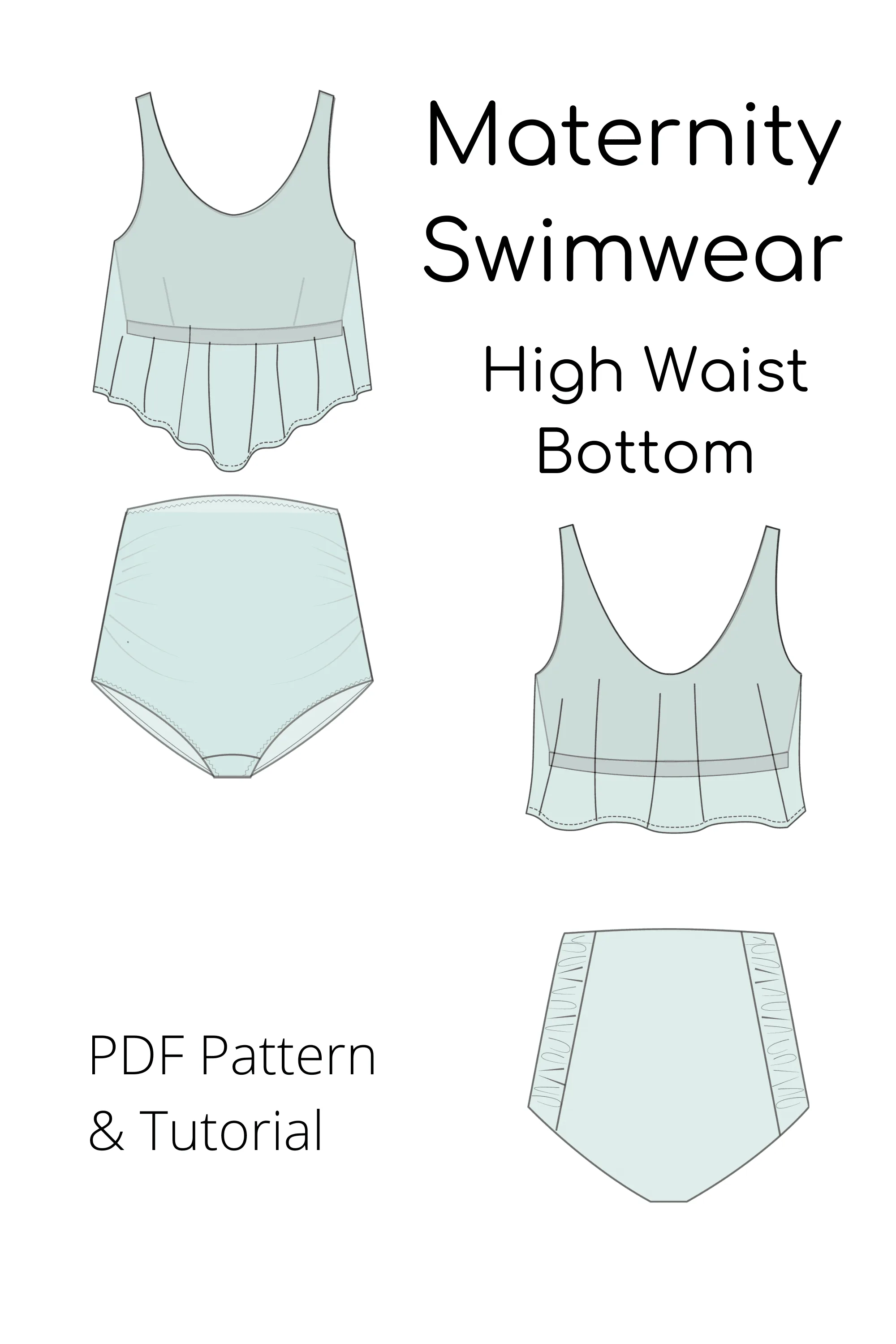 Maternity Pregnancy Swimwear Sewing Pattern | Maternity Tankini | Maternity Bikini | Pregnancy Swimwear| Patterns for pregnancy Sizes XS-6XL - Basic Pattern Block