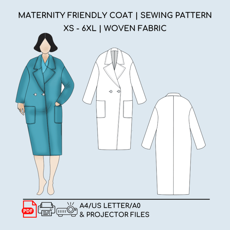 Maternity Coat | Sewing Pattern | Woven | XS - 6XL