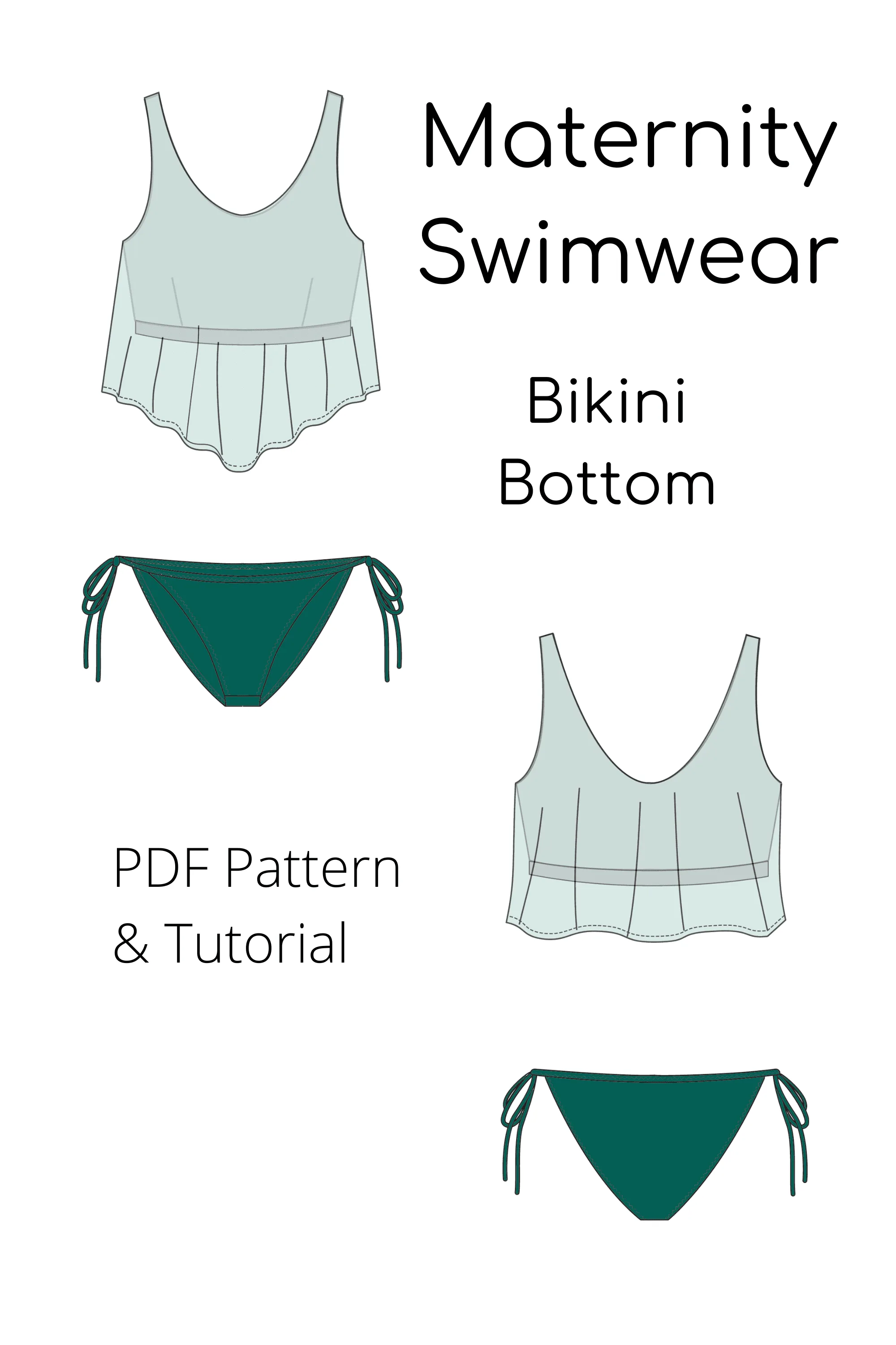 Maternity Pregnancy Swimwear Sewing Pattern | Maternity Tankini | Maternity Bikini | Pregnancy Swimwear| Patterns for pregnancy Sizes XS-6XL - Basic Pattern Block