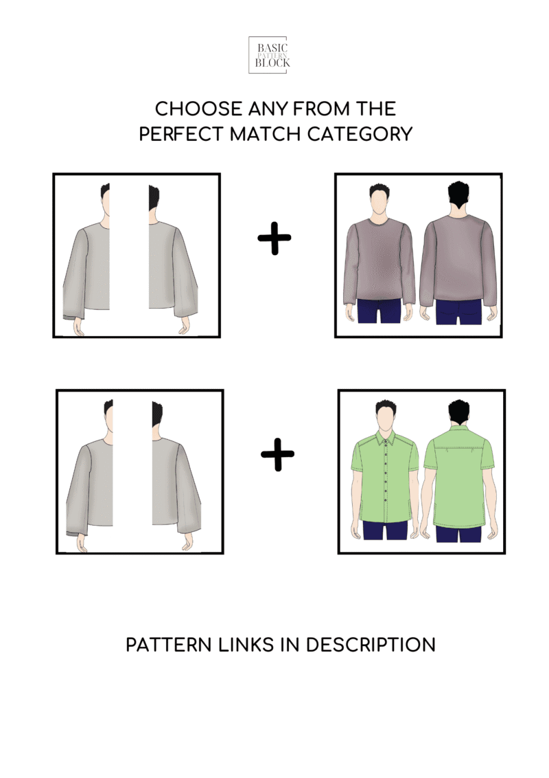 Men's Bell Sleeve Sewing Pattern Block | Woven Fabric | Sizes XXS-6XL - Image 6