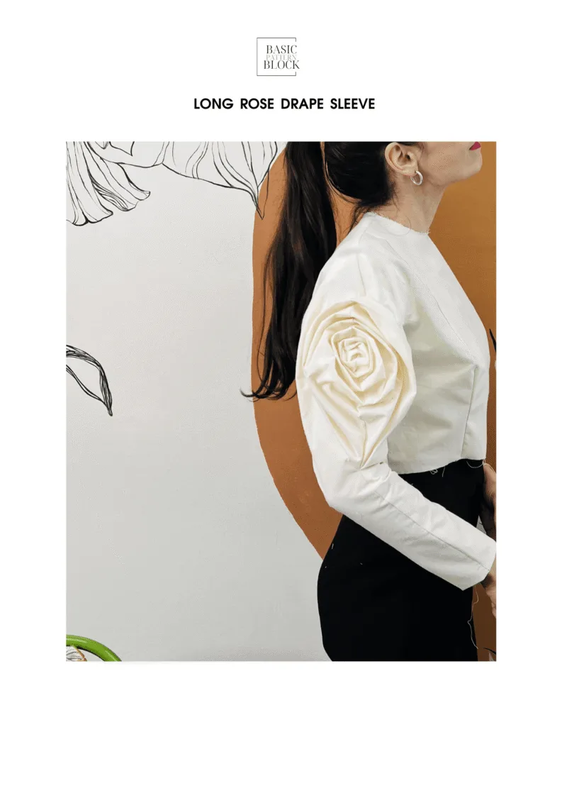 Long Rose Drape Sleeve | Sewing Pattern Block | XXS-6XL - Basic Pattern Block