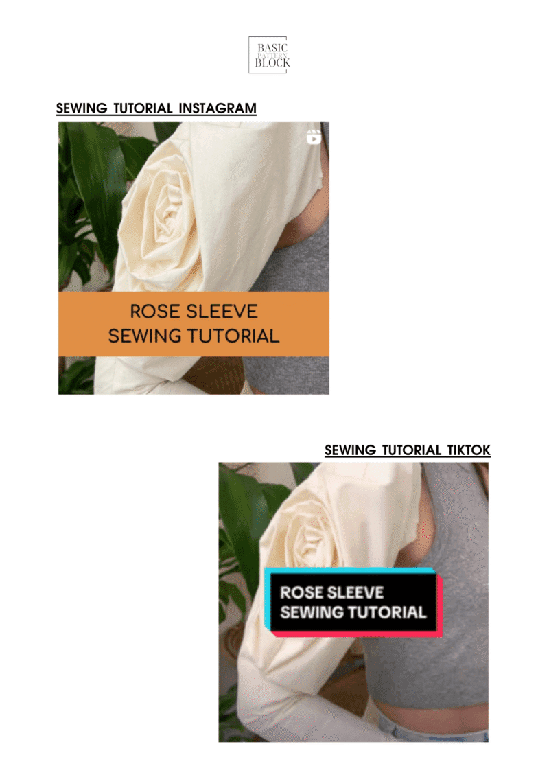 Long Rose Drape Sleeve | Sewing Pattern Block | XXS-6XL - Basic Pattern Block