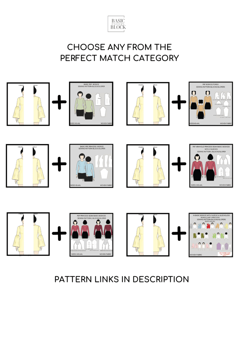 Frilled Sleeve | Sewing Pattern Block | XXS-6XL - Basic Pattern Block