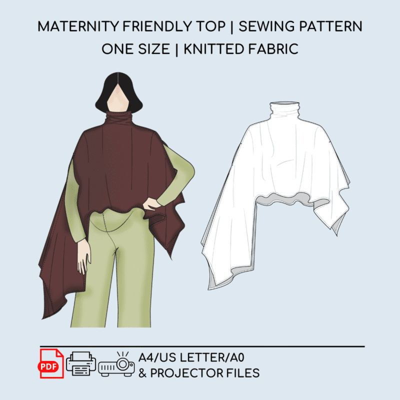 Maternity Poncho PDF Pattern | One-Size | Knitted