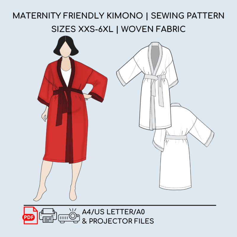Maternity Wrap Coat Sewing Pattern | Kimono Style | Pregnancy Outerwear