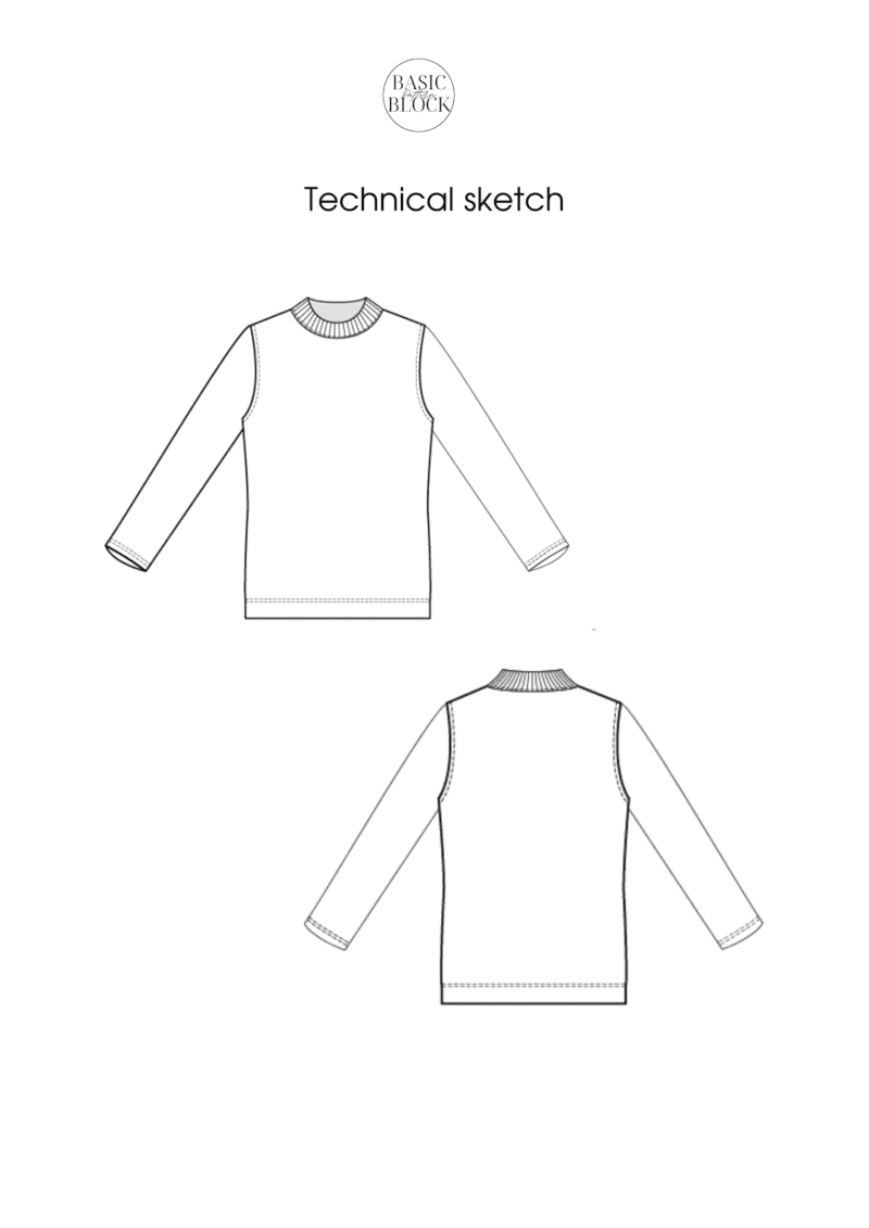 PDF Kid's Sweater Sewing Pattern Block | Easy Kid's Sewing Pattern | Children Pdf T-shirt Pattern | Boys Sewing Pattern | Sizes 6-16 - Basic Pattern Block