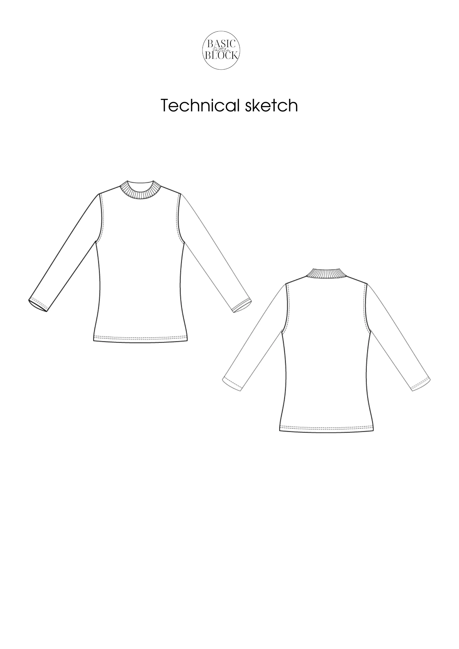 Girl's Top Longsleeve | Sewing Pattern Block | Knitted | 1-6 - Basic Pattern Block