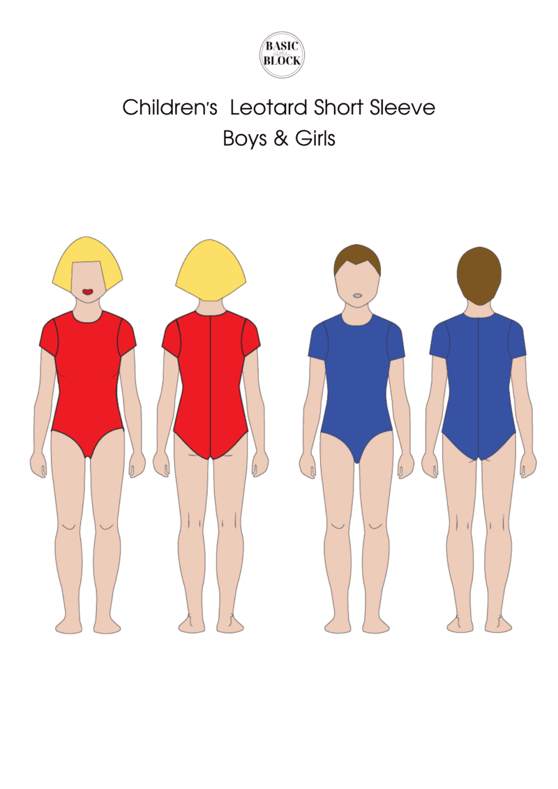Children Bodysuit & Leotard | Long Sleeve & Short Sleeve | Sewing Pattern Blocks | Knitted |2-14 - Basic Pattern Block