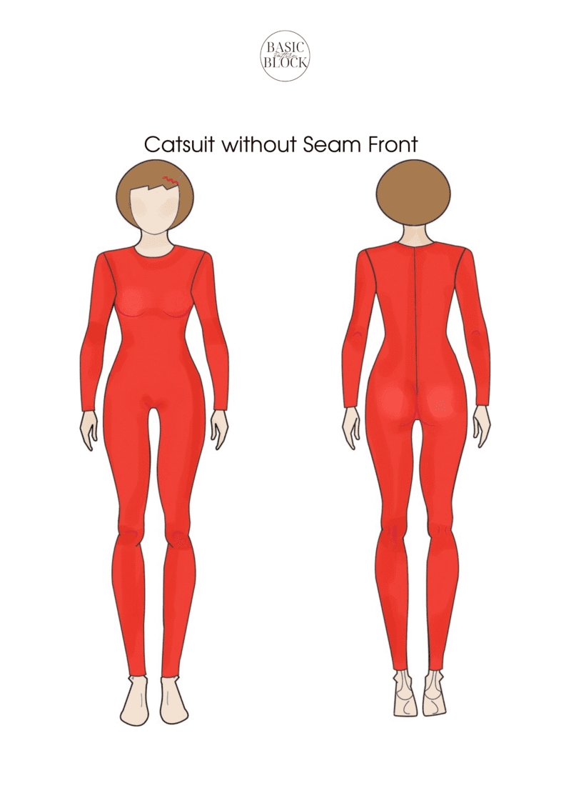 Catsuit Seamless Front Sewing Pattern Block | Knitted | XXS-6XL - Basic Pattern Block