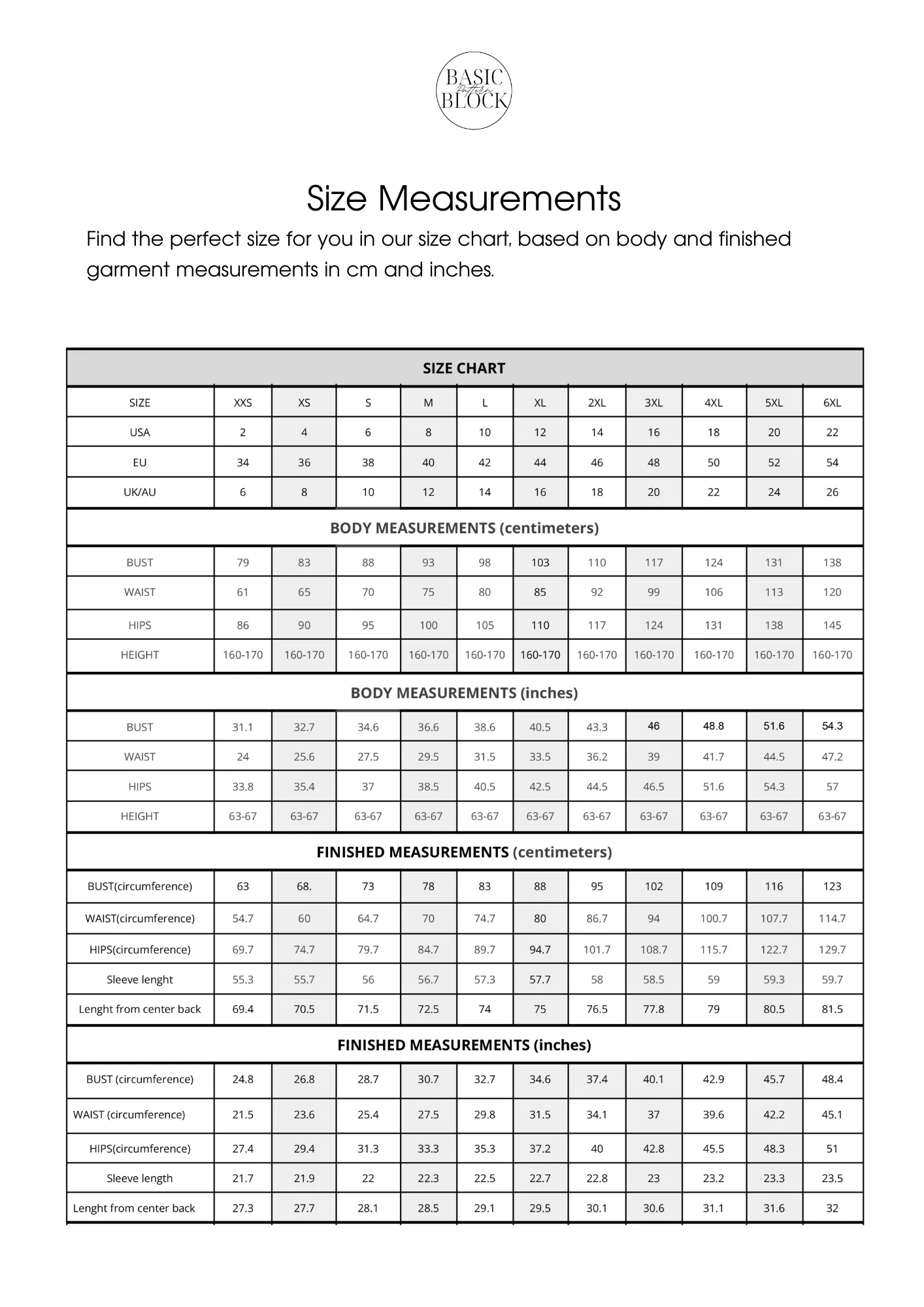 Bodysuit & Leotard Women | with sleeve | Sewing Pattern Block | Knitted | XXS-6XL - Basic Pattern Block