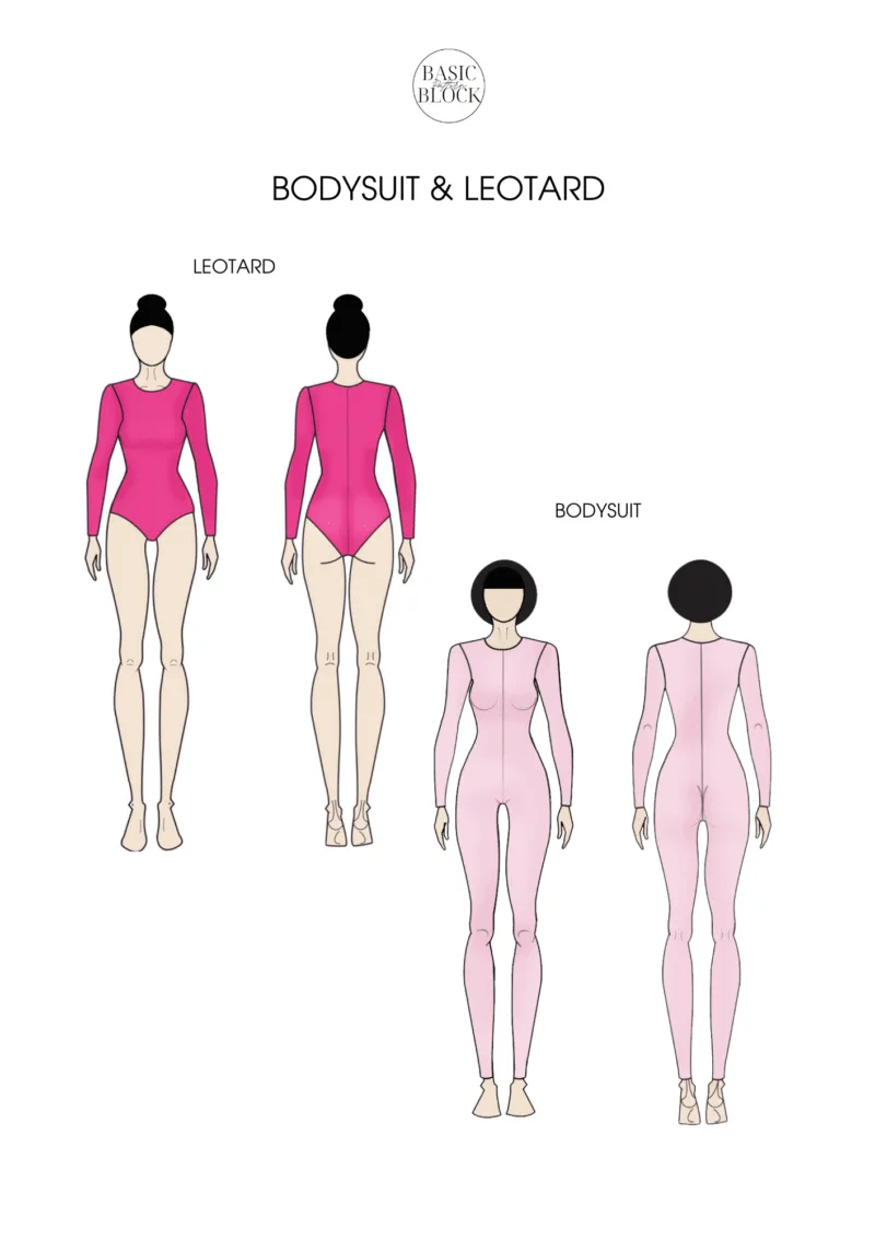 Bodysuit & Leotard Women | with sleeve | Sewing Pattern Block | Knitted | XXS-6XL - Basic Pattern Block